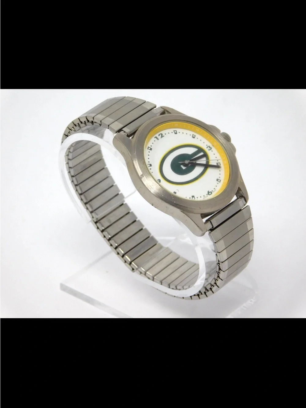 Green Bay Packers Men's Watch Logo Art Stretch Band Stainless Steel NFL Fan Gear